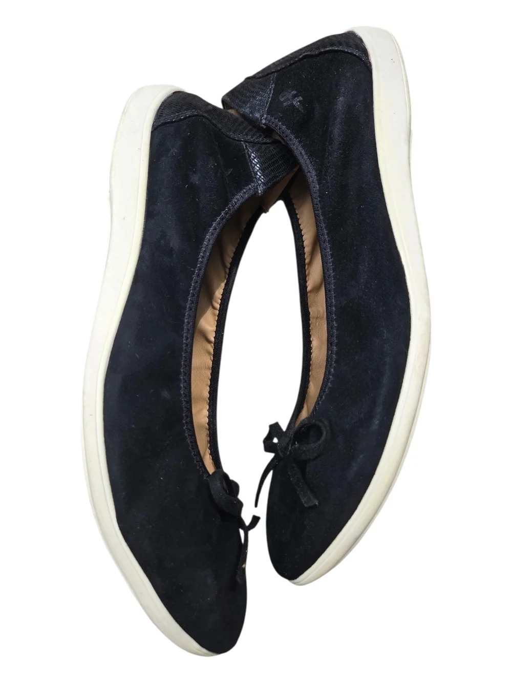 Hush Puppies Tessa Black Suede Ballet Flats Bow Comfort Shoes Women's 9.5M